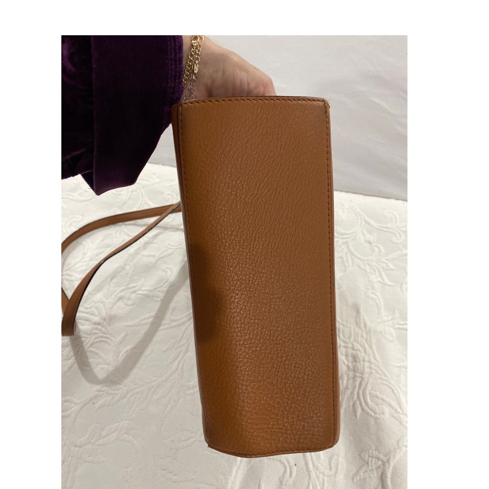 Kate Spade Bag Meriwether Flynn Crossbody Satchel Cognac Brown Woven Leather - Picture 9 of 12